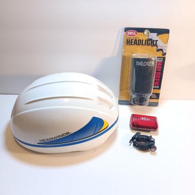 Vintage Headwinds Adult Bicycle Helmet with bicycle lights