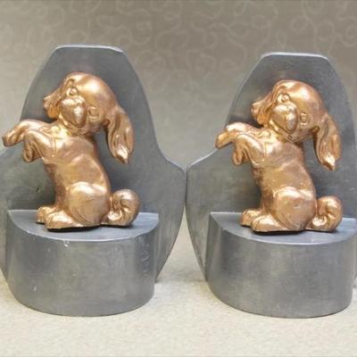 Pair of Pewter Dog Bookends