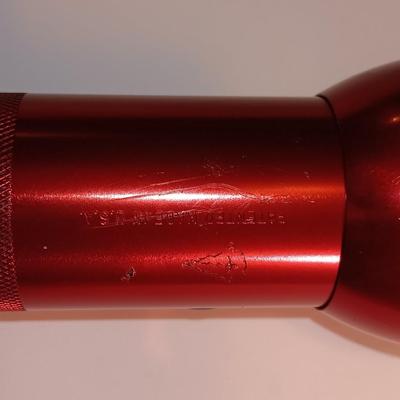 Working Red metal Maglite with red distress marker light