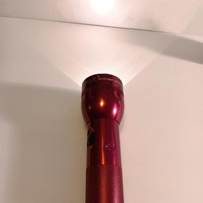 Working Red metal Maglite with red distress marker light