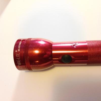 Working Red metal Maglite with red distress marker light