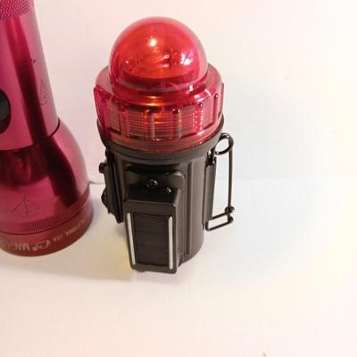 Working Red metal Maglite with red distress marker light