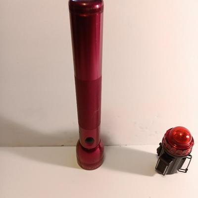 Working Red metal Maglite with red distress marker light