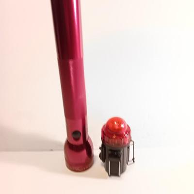 Working Red metal Maglite with red distress marker light