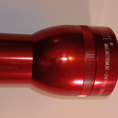 Working Red metal Maglite with red distress marker light