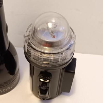 Working Black Maglite with clear distress beacon light