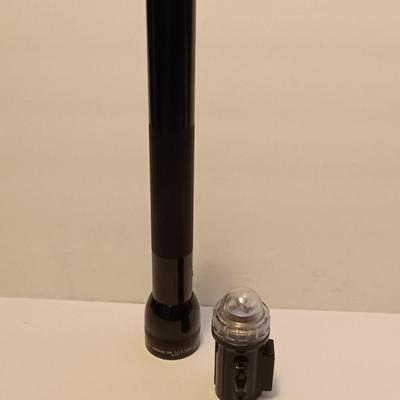 Working Black Maglite with clear distress beacon light