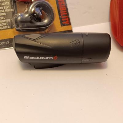Cannondale bicycle bag and several different safety lights