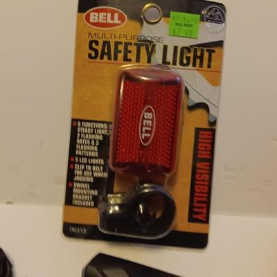 Cannondale bicycle bag and several different safety lights