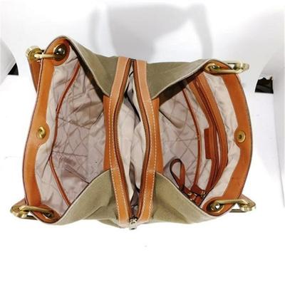 1 Michael Kors Raven Large Pocket Canvas Shoulder Tote Bag Purse 10 x 13 ~ Looks Like New Minimal Wear