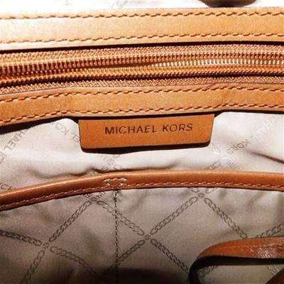 1 Michael Kors Raven Large Pocket Canvas Shoulder Tote Bag Purse 10 x 13 ~ Looks Like New Minimal Wear