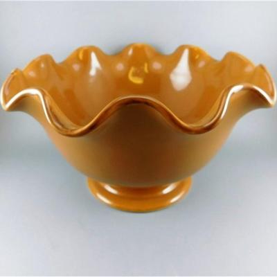 21 11" Gold Ceramic Footed Bowl