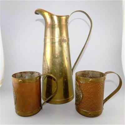 33 12" Mayan Calendar Pitcher and 2 Mugs