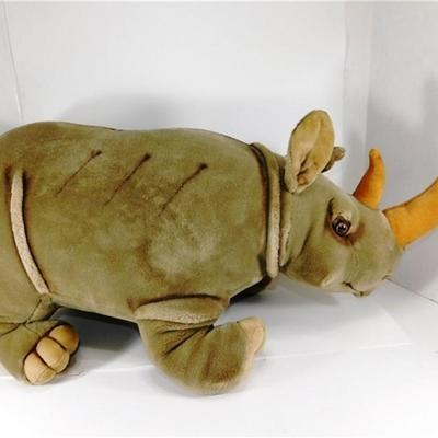 35 27" Large Stuffed Rhino with 12 x 12" Rhino Crossing Sign