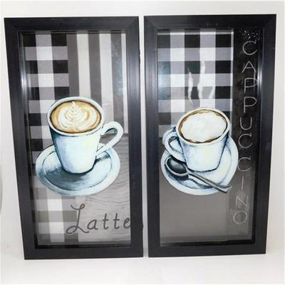 43 7 x 14 Lot of 2 Plaid Coffee Shadow Box Style Pictures