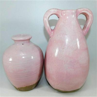 44 6-8" Lot of 2 Pink Decorative Pitcher and Vase