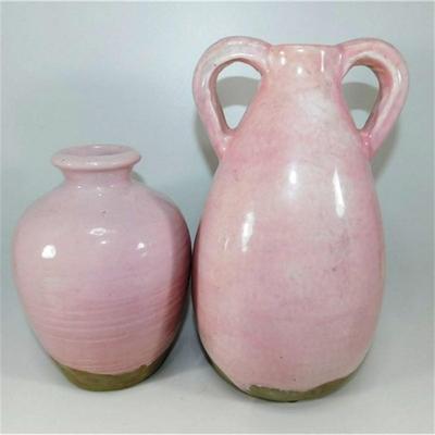 44 6-8" Lot of 2 Pink Decorative Pitcher and Vase