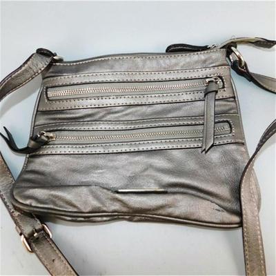 51 Nine West Metallic Gray Leather Cross Body Adjustable Strap PurseÂ ~ Looks New ~ No Wear