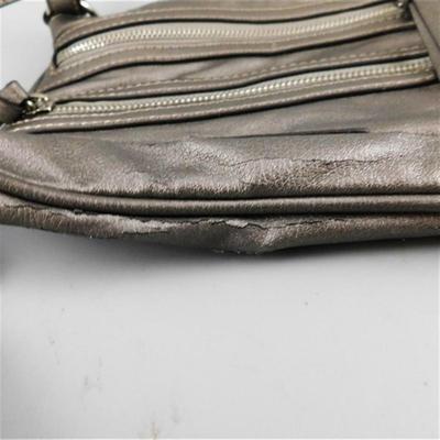 51 Nine West Metallic Gray Leather Cross Body Adjustable Strap PurseÂ ~ Looks New ~ No Wear