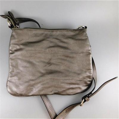 51 Nine West Metallic Gray Leather Cross Body Adjustable Strap PurseÂ ~ Looks New ~ No Wear