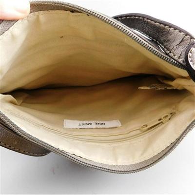 51 Nine West Metallic Gray Leather Cross Body Adjustable Strap PurseÂ ~ Looks New ~ No Wear