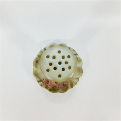 59 5" Beige and Floral Hatpin Holder