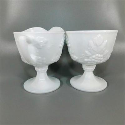 62 4" Milk Glass Cream and Sugar