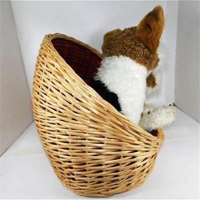 65 13" 2 Stuffed Schnauzers in Basket