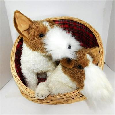 65 13" 2 Stuffed Schnauzers in Basket