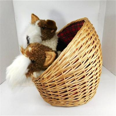 65 13" 2 Stuffed Schnauzers in Basket