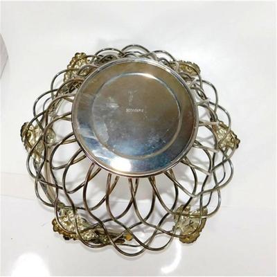 71 10 1/2" (with handle) Vintage Godinger Silverplated Grape Vine Centerpiece Basket Open Weave