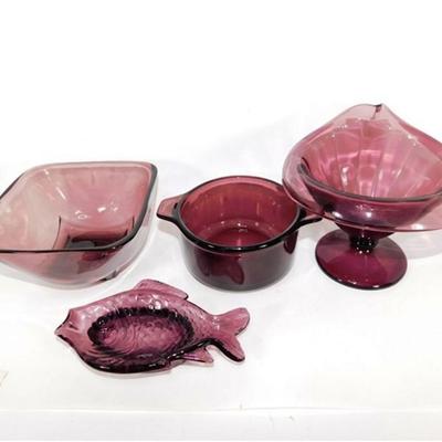 72 1- 5 1/2" Lot of 4 Amethyst Glassware