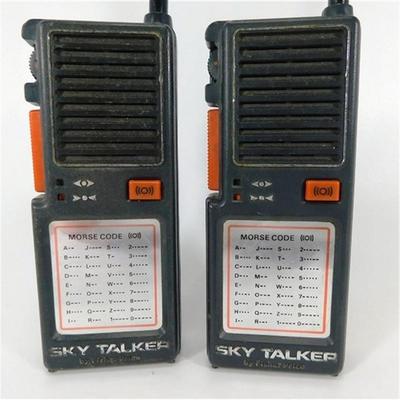 90 Lot of 2 Sky Talker Walkie Talkies( no backs for batteries) and AM-FM Radio Cassette Player (Travel Size)