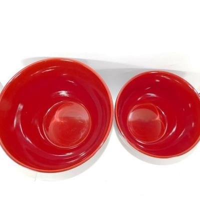 96 Celebrating Home Stoneware Set of 2 Red Mixing Bowls