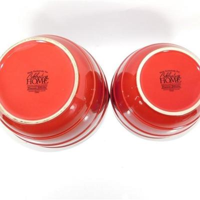 96 Celebrating Home Stoneware Set of 2 Red Mixing Bowls