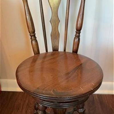 99 Antique Swivel Piano Stool With Glass Ball & Claw Feet