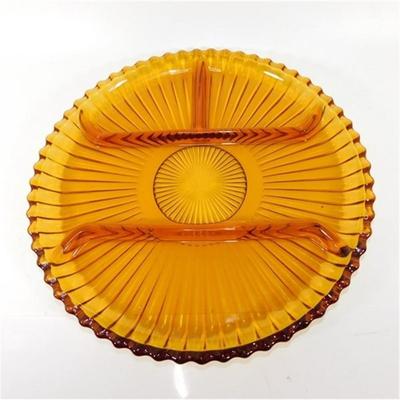 131 Indiana Ribbed Glass Divided Relish Tray