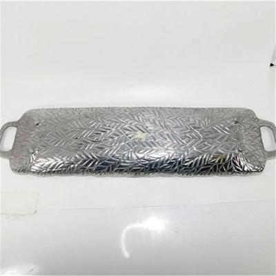 133 21" Decorative Rabbit Tray Long Silver Metal (Not marked)