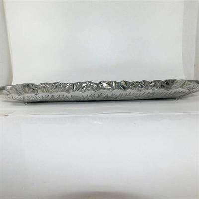 133 21" Decorative Rabbit Tray Long Silver Metal (Not marked)