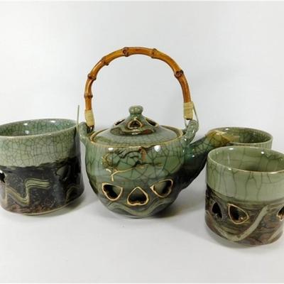 134 Lot of 4 Vintage Japan Somayaki Double Wall Horses and Hearts