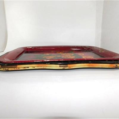 137 19" Lot of 4 Vintage Metal Trays
