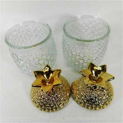 138 6 1/2" Lot of 2 Glass Pineapple Condiment Jars with Lid
