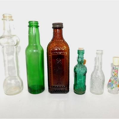 141 4-7 1/2" lot of 6 Vintage Bottles