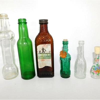 141 4-7 1/2" lot of 6 Vintage Bottles