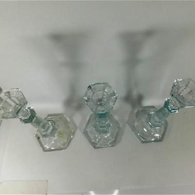 142 Lot of 9 Crystal Candlesticks