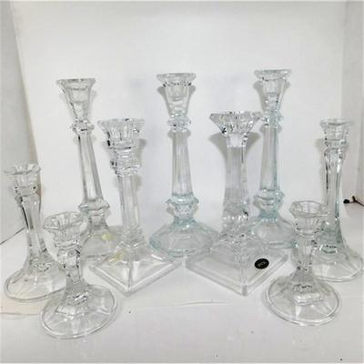142 Lot of 9 Crystal Candlesticks