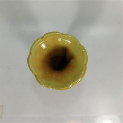 151 7" USA Pottery Hand Vase Yellow