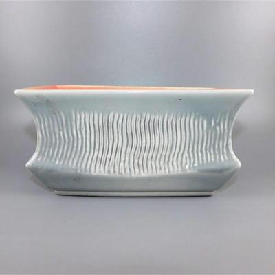 Red Wing Pottery USA B2101 Stoneware Planter Gray/Blue Pink on Inside 8 x 4 x 4