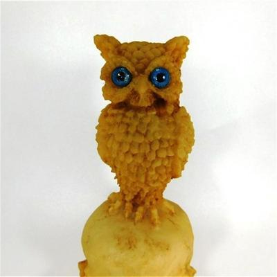 161 7" Owl 7 Skull Book Stack Resin with Blue Eyes