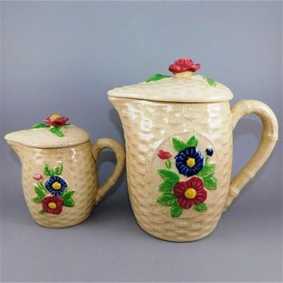 168 7" Lot of 2 Vintage Made in Japan Pots with Lids